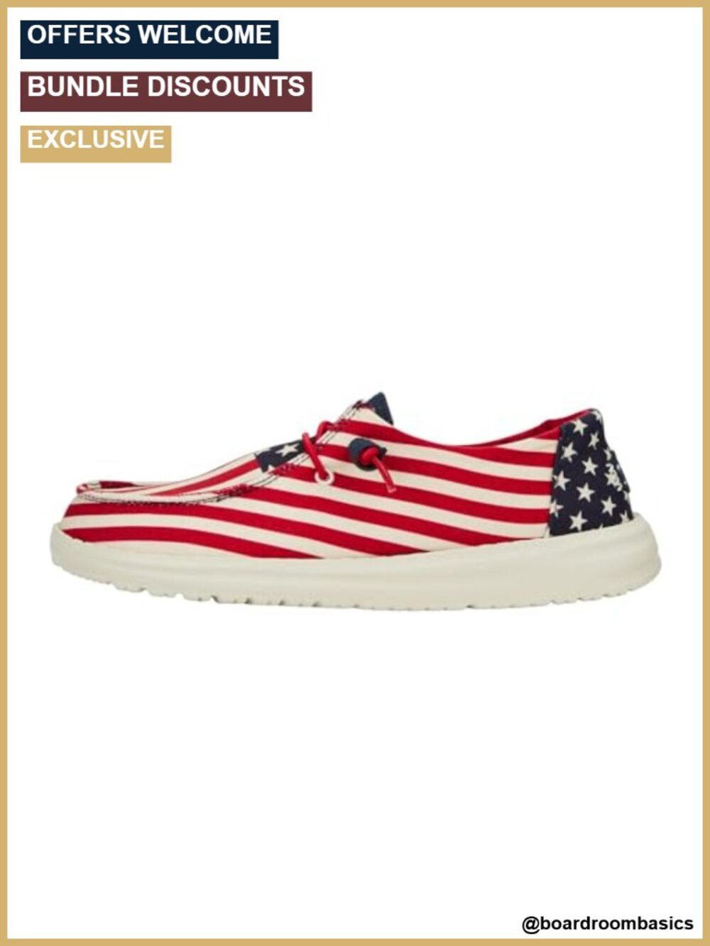 Hey Dude Wendy Patriotic Loafers Canvas Elastic Lace Memory Foam Women's -